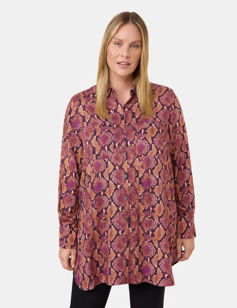 Samoon Chemisier long imprimé serpent brun/violet (07442) 46