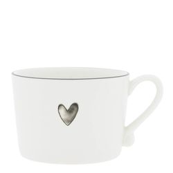 Bastion Collections Tasse mit Herz (Ø8x7cm) - grau/weiß (black )