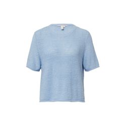 Q/S designed by Kurzarmpullover aus Bändchengarn - blau (5072)