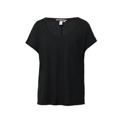Q/S designed by T-shirt à la coupe décontractée en lin mélangé - noir (9999)