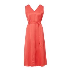 comma Satinkleid mit V-Ausschnitt und Bindegürtel - orange (4511)