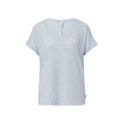 Q/S designed by T-shirt à la coupe décontractée en lin mélangé - bleu (5072)