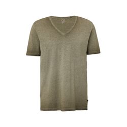 Q/S designed by Washed T-shirt with rolled edge in a melange look - green (7934)
