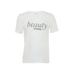 s.Oliver Red Label Jersey-T-Shirt mit Schriftprint und Pailletten - weiß (02D0)