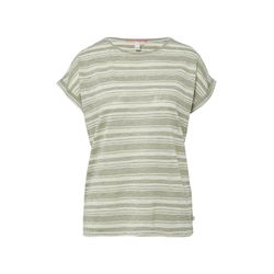 Q/S designed by T-shirt à rayures en viscose mélangée - vert (72G0)