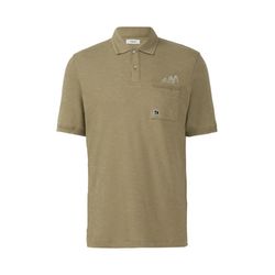 s.Oliver Red Label Slub yarn polo shirt with breast pocket and embroidery - green (7880)