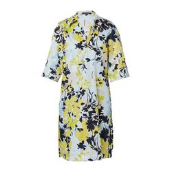 comma Short dress with turn-down collar and all-over print - blue/green (50A5)