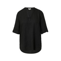 s.Oliver Red Label Linen-blend blouse with turn-up - black (9999)