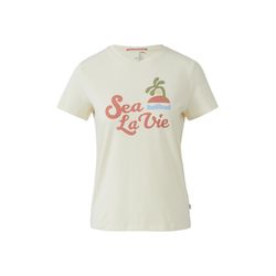 Q/S designed by T-Shirt en coton avec imprimé sur le devant - beige (08D2)