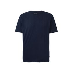 Q/S designed by Cotton shirt with rolled edge and slub yarn structure - blue (5884)