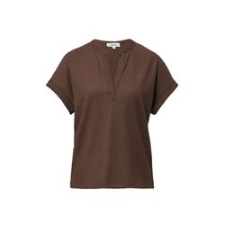 s.Oliver Red Label Structured T-shirt in a relaxed fit with a V-neck - brown (8828)