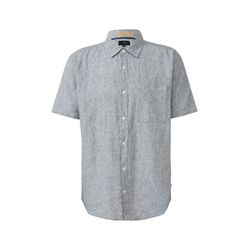 Q/S designed by Regular Fit: Meliertes Hemd aus Leinenmix - blau (58W0)