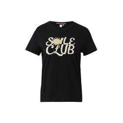 Q/S designed by T-Shirt en coton avec imprimé sur le devant - noir (99D1)