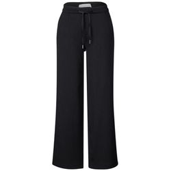 Street One Wide Leg Hose mit Struktur - schwarz (10001)