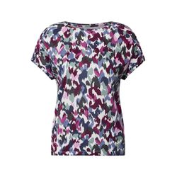 Cecil T-shirt with button detail - blue/pink/white (33474)