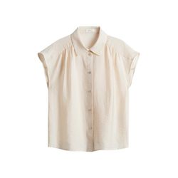 Opus Loose satin blouse with feminine ruffles - Fairi - beige (20003)