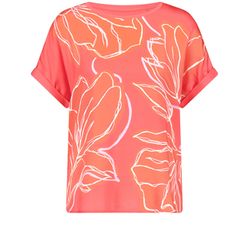 Gerry Weber Collection Flowing short-sleeved shirt with material patch - pink/orange (03055)