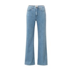 Yaya Wide-leg denim trousers with striped detail - L32 - blue (99975)