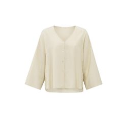 Yaya Fließende Bluse mit V-Ausschnitt und lockerer Passform - beige (20908)