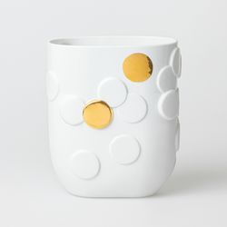 Räder Vase with gold details (19x12x21.5cm) - white/gold (0)