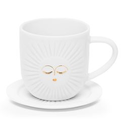 Räder Espressotasse mit Teller - White Sun - weiß/gold (0)