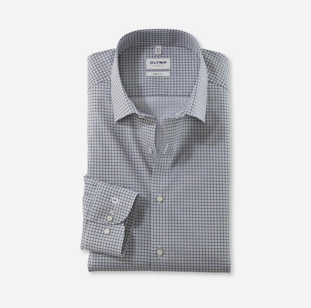 Olymp Body Fit: Businesshemd - blau/grün (47)