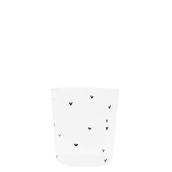Bastion Collections Water glass - Hearts (Ø8.5x9cm) - black/white (00)