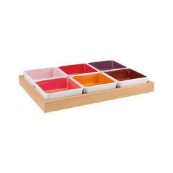 Remember Bowl set with wooden tray - pink/red/orange (00)