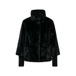 s.Oliver Black Label Teddyplüsch-Jacke mit Rippstrick-Manschetten - schwarz (9999)