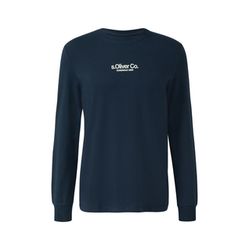s.Oliver Red Label Cotton long-sleeved shirt with ribbed cuffs and logo - blue (59D1)