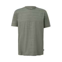 Q/S designed by Baumwollshirt mit Melangeeffekt und Rollkante an Halsausschnitt - grün (79W0)