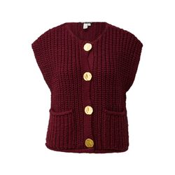 Q/S designed by Cropped knitted vest with gold buttons - red (3900)