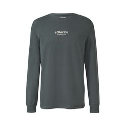 s.Oliver Red Label Cotton long-sleeved shirt with ribbed cuffs and logo - gray (95D1)