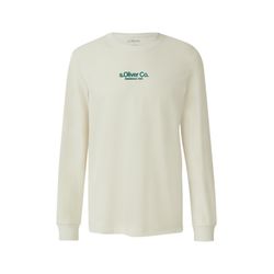 s.Oliver Red Label Cotton long-sleeved shirt with ribbed cuffs and logo - white (90D1)