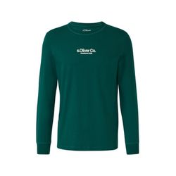 s.Oliver Red Label Cotton long-sleeved shirt with ribbed cuffs and logo - green (79D1)