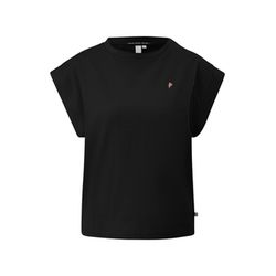 Q/S designed by T-shirt with tombantes and broderies - black (99D0)