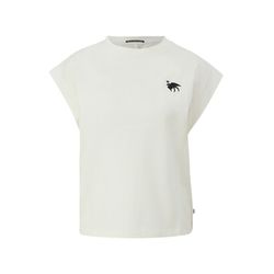 Q/S designed by T-shirt with tombantes and broderies - white (02D0)