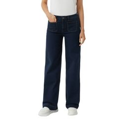 comma Elastische Wide-Leg-Jeans mit aufgesetzten Taschen - blau (59Z8)