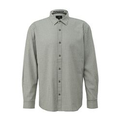 Q/S designed by Karohemd in Baumwollflanell - grün/weiß (79N0)