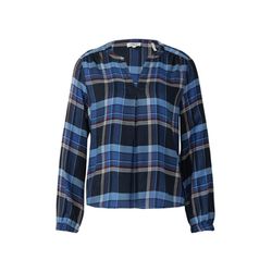 s.Oliver Red Label Checked blouse with pleat detail - blue (59N0)