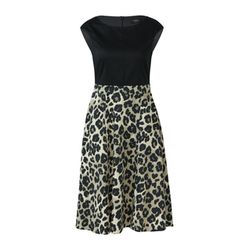 s.Oliver Black Label Flared dress with leopard skirt - black/beige (93A1)