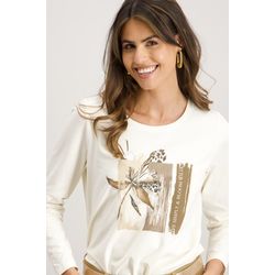Signe nature T-Shirt aus Stretch-Baumwolle - beige/weiß (1)