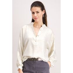Signe nature Blouse effet métalissé col mao - blanc (1)