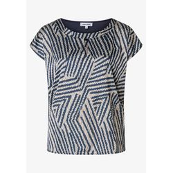 More & More Satinfrontshirt mit Print - beige/blau (3375)