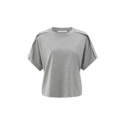 Yaya Jersey top with short sleeves and fold detail - gray (99022)