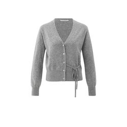 Yaya Strickjacke mit V-Ausschnitt und Bindegürtel - grau (99022)