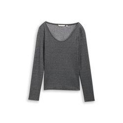 Tom Tailor Denim T-shirt manches longues slim fit avec effet scintillant - noir (34029)