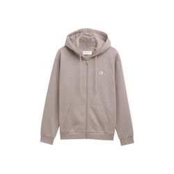 Tom Tailor Denim Hoodie sweat jacket with logo print - brown (13316)