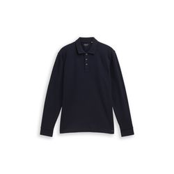 Tom Tailor Long-sleeved polo shirt with waffle structure - blue (10668)