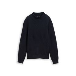 Tom Tailor Loose fit knitted jumper with stand-up collar - blue (10668)